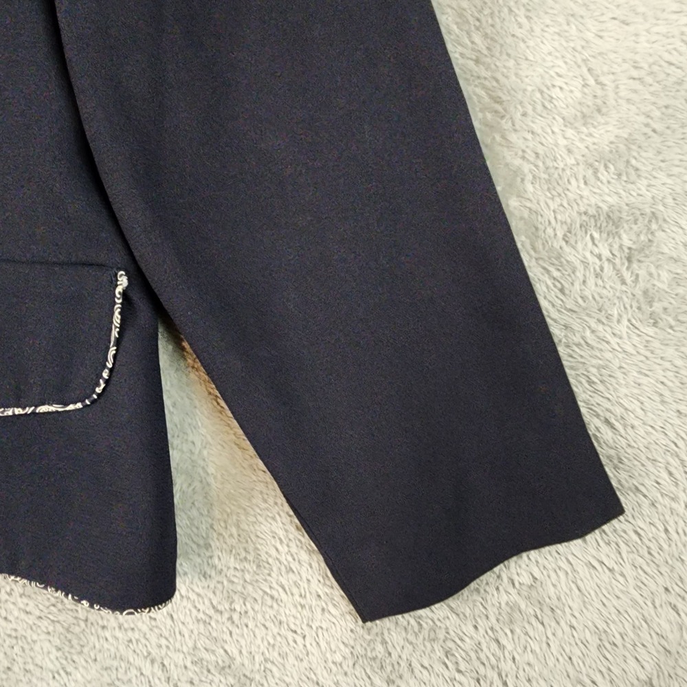 Leslie Fay Blazer Womens 8 Black Button Front Patterned Trim Vintage Jacket - Picture 8 of 12